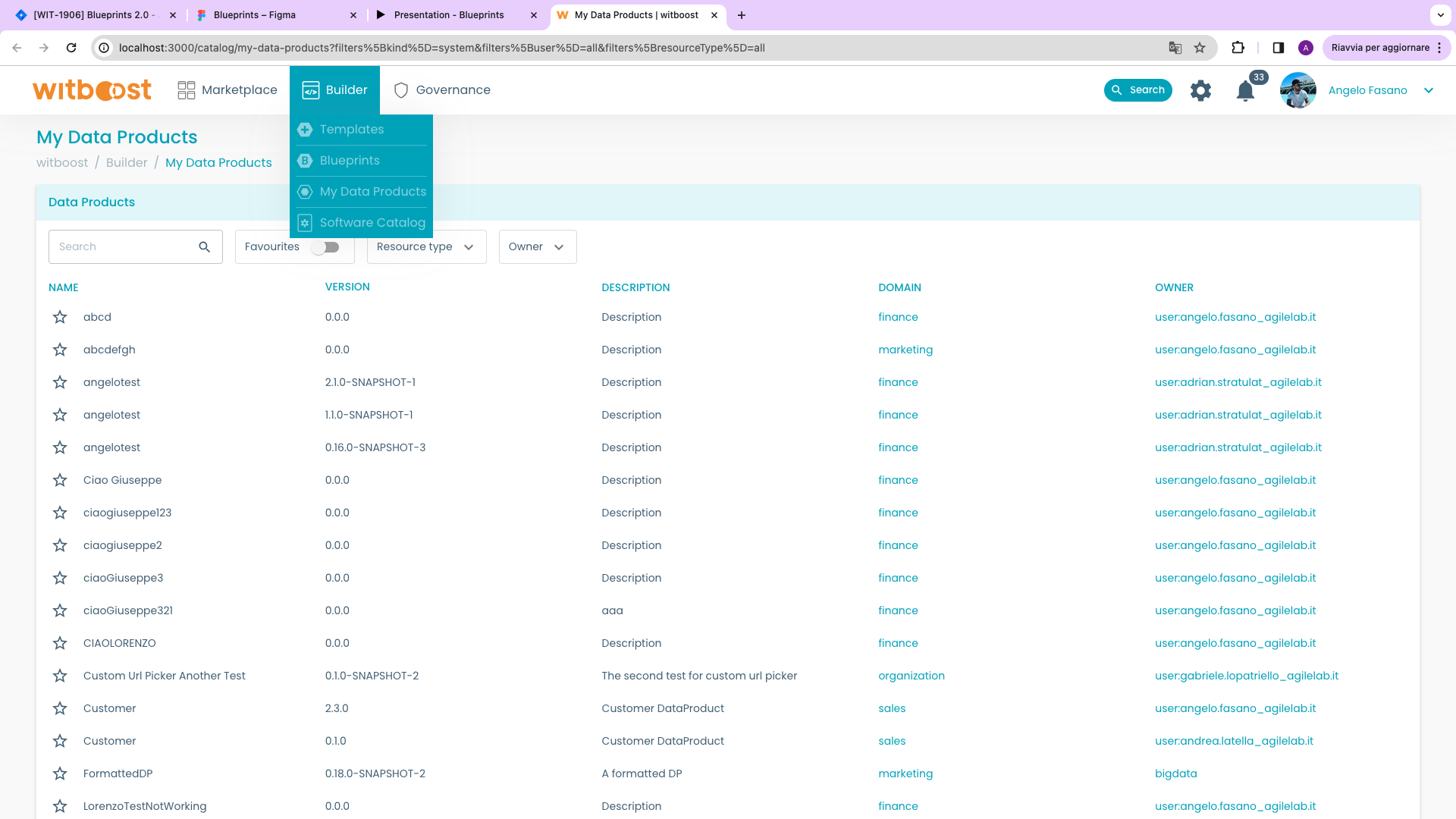 Builder -> Blueprints