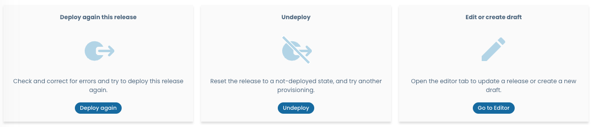 Deployment failure quick links