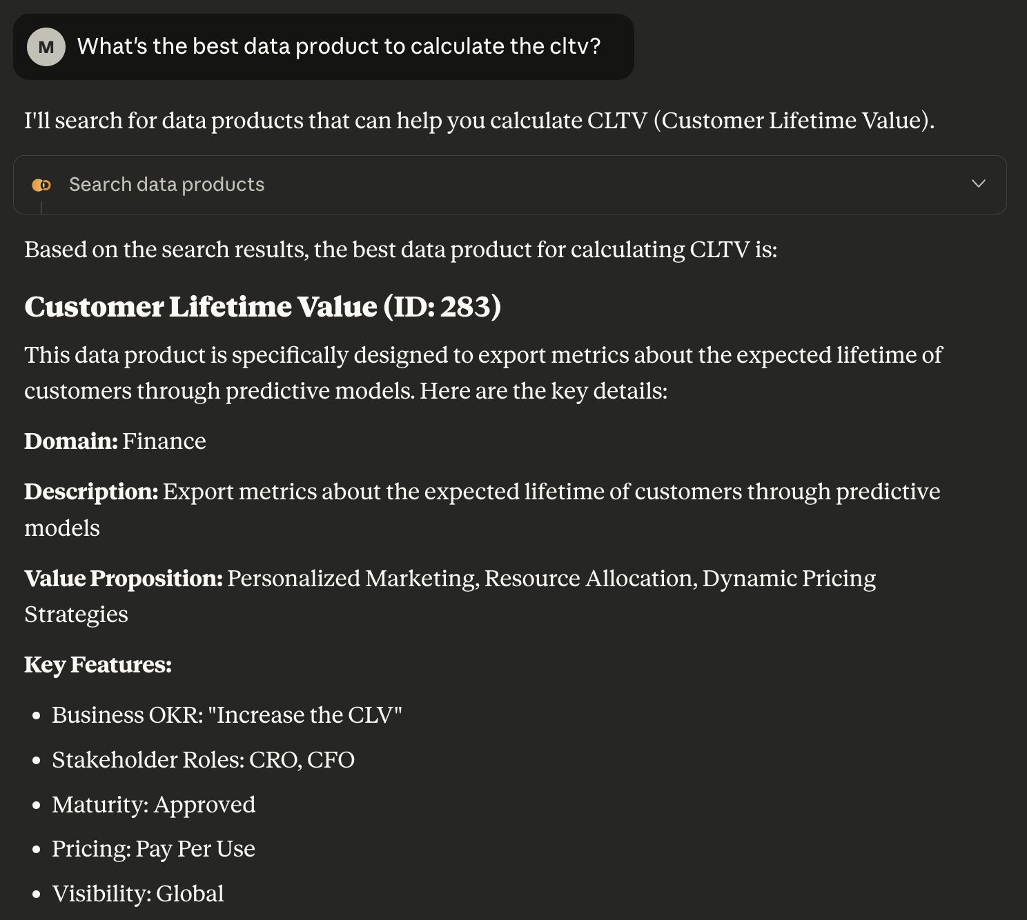 Search data products
